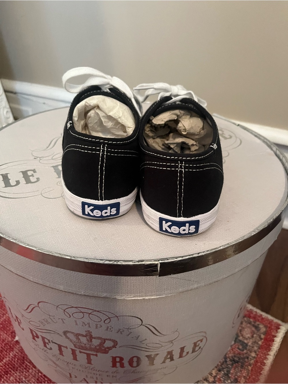 Keds Black Canvas Low-Top Sneakers with White Laces - Picture 3 of 4